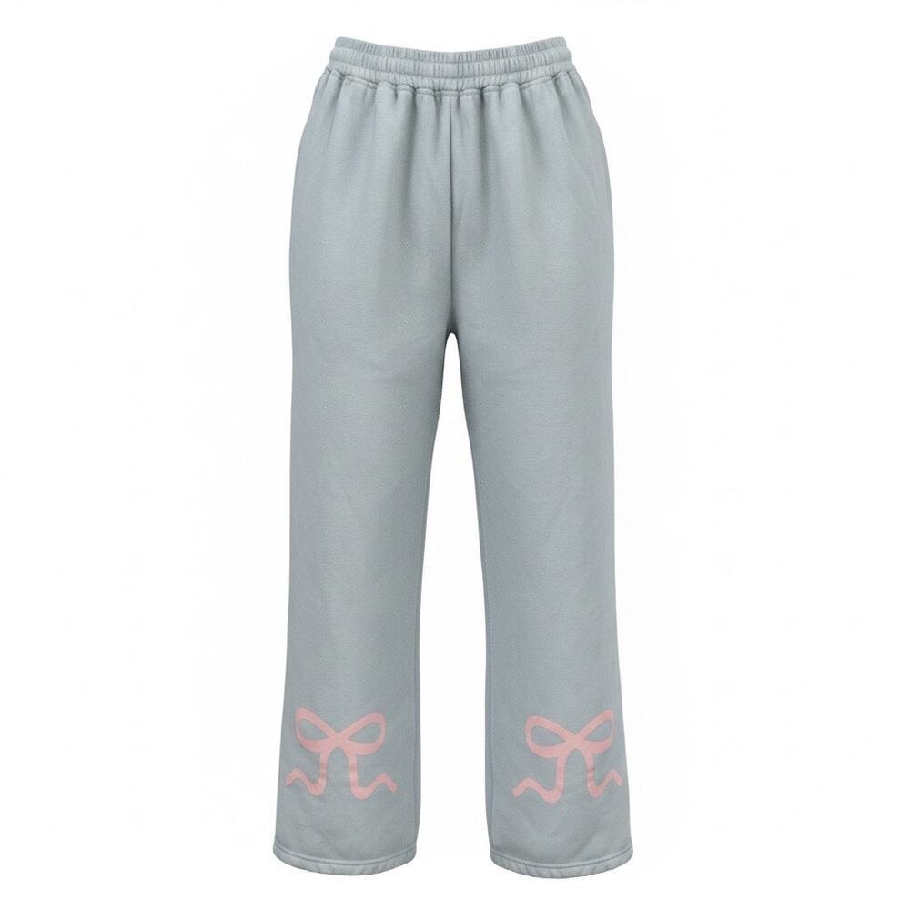 Edikted Bonney Bow Detail Sweatpants blue size small